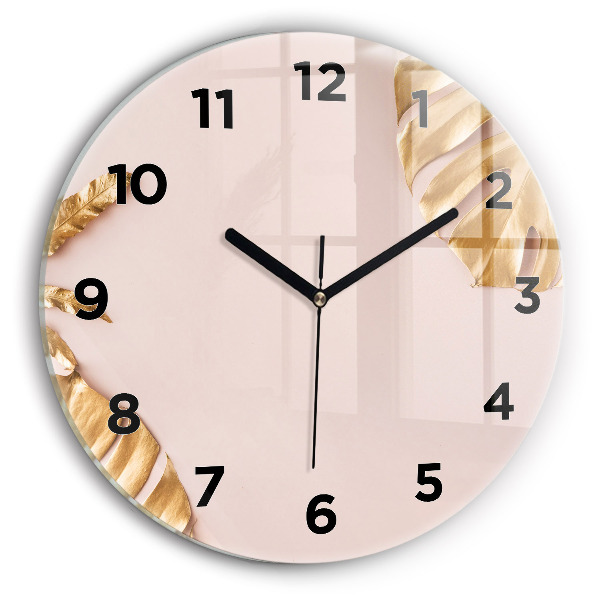 Orologio rotondo Foglie tropicali dorate
