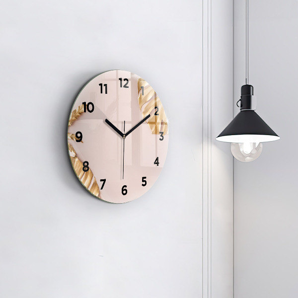 Orologio rotondo Foglie tropicali dorate