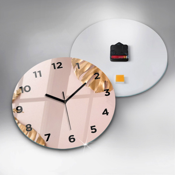 Orologio rotondo Foglie tropicali dorate