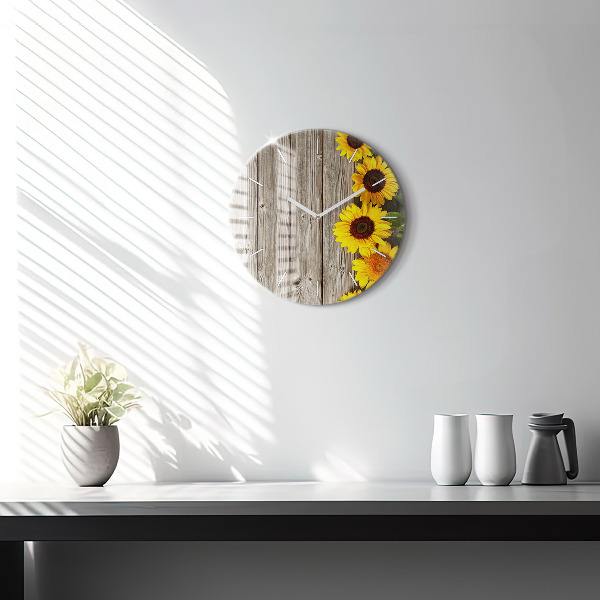 Orologio rotondo Girasoli su tavole