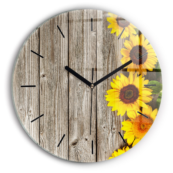 Orologio rotondo Girasoli su tavole