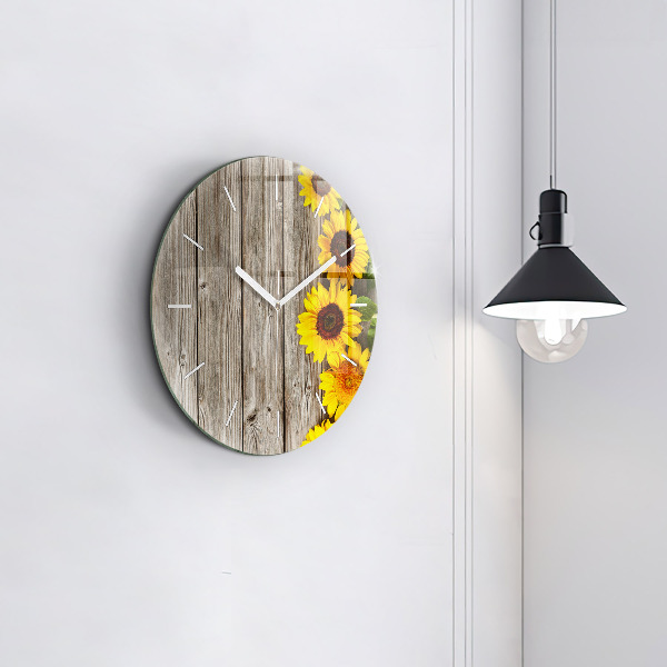 Orologio rotondo Girasoli su tavole