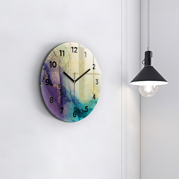 Orologio rotondo in vetro Astrazione dei colori