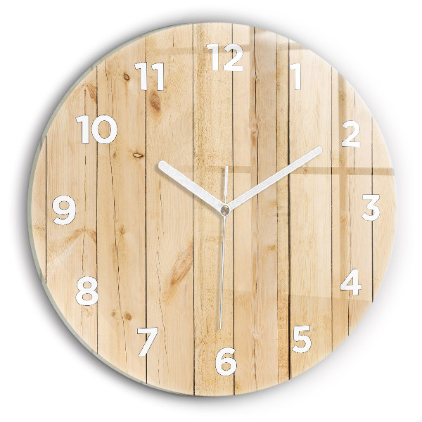Orologio rotondo in vetro Tavole di legno