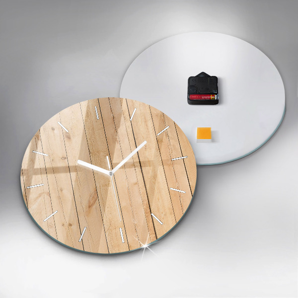 Orologio rotondo in vetro Tavole di legno