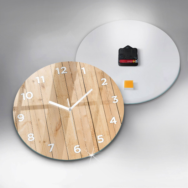 Orologio rotondo in vetro Tavole di legno