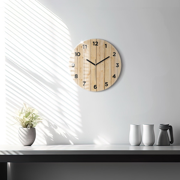 Orologio rotondo in vetro Tavole di legno
