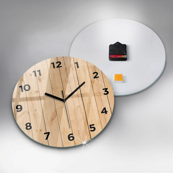 Orologio rotondo in vetro Tavole di legno