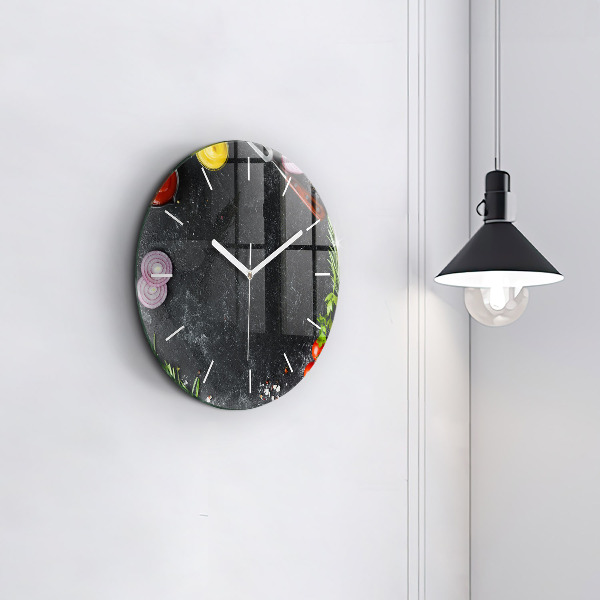 Orologio rotondo in vetro Le verdure in tavola