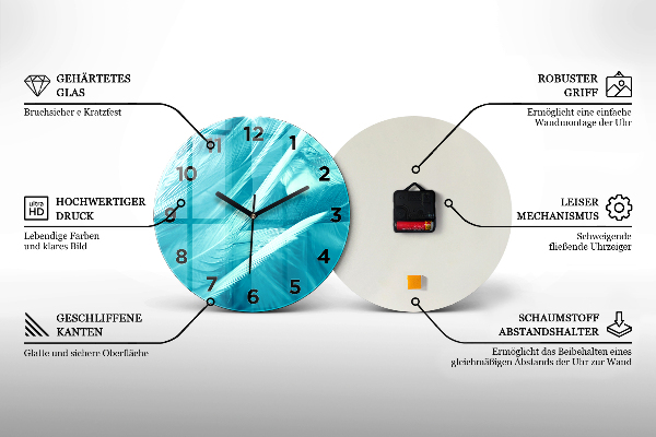 Orologio rotondo in vetro Astrazione viola