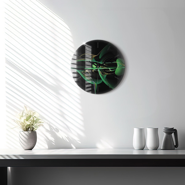 Orologio rotondo in vetro Astrazione verde