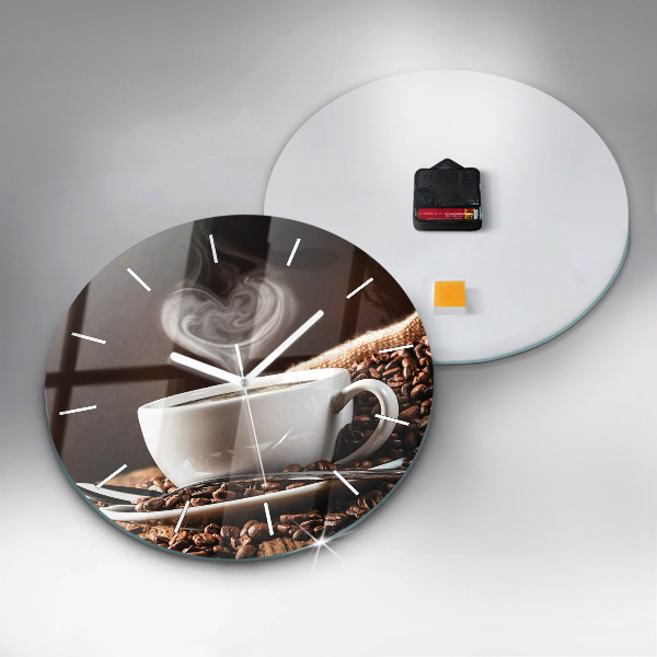 Orologio rotondo in vetro Una tazza di caffè