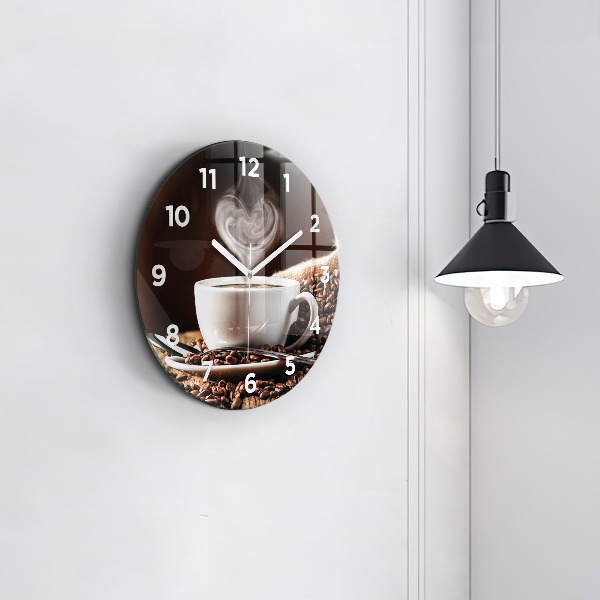 Orologio rotondo in vetro Una tazza di caffè