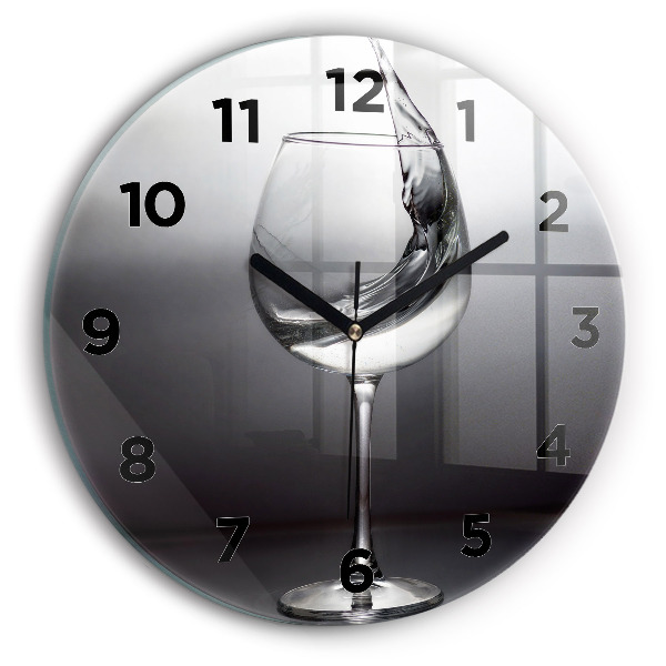 Orologio rotondo in vetro Bicchiere di vino