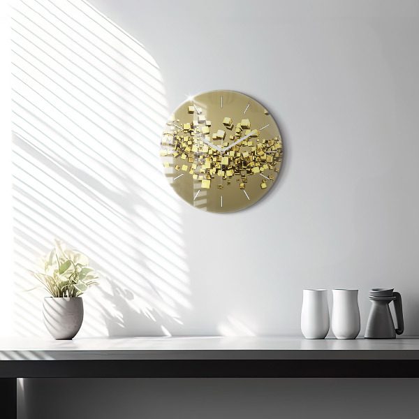 Orologio rotondo in vetro Quadrati dorati
