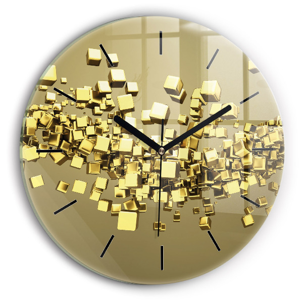 Orologio rotondo in vetro Quadrati dorati