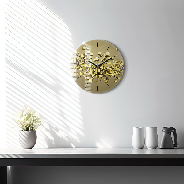 Orologio rotondo in vetro Quadrati dorati