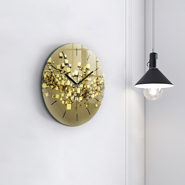Orologio rotondo in vetro Quadrati dorati
