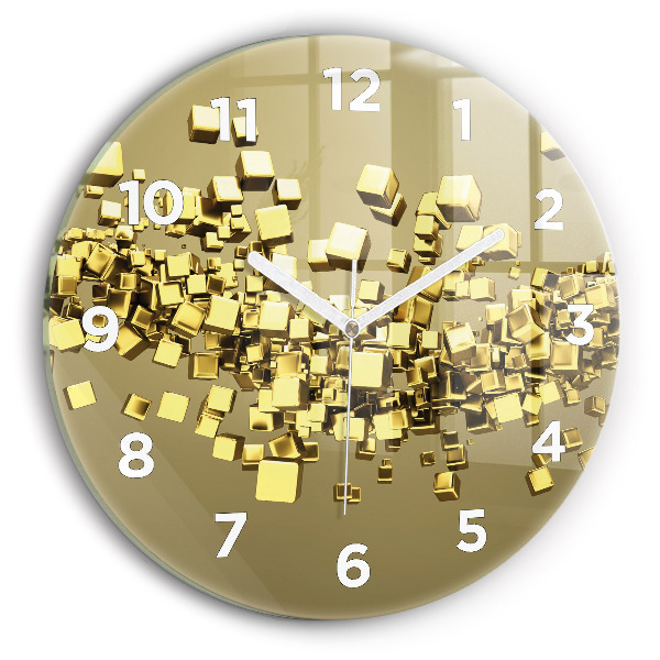 Orologio rotondo in vetro Quadrati dorati