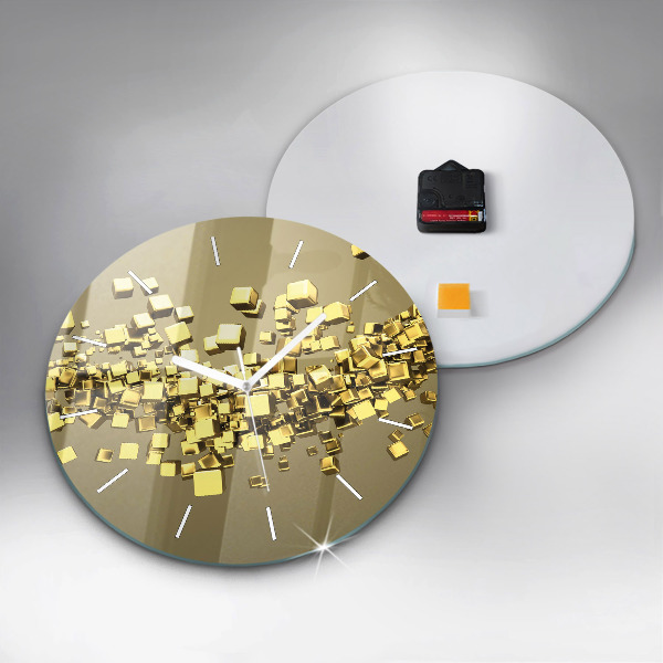 Orologio rotondo in vetro Quadrati dorati