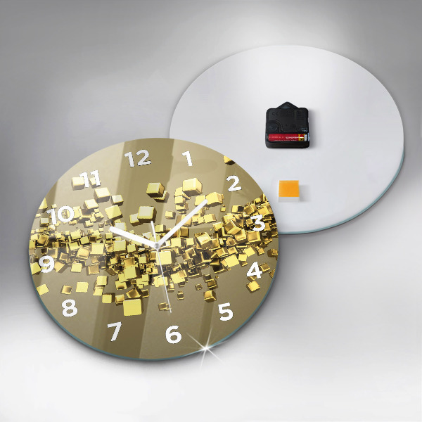 Orologio rotondo in vetro Quadrati dorati