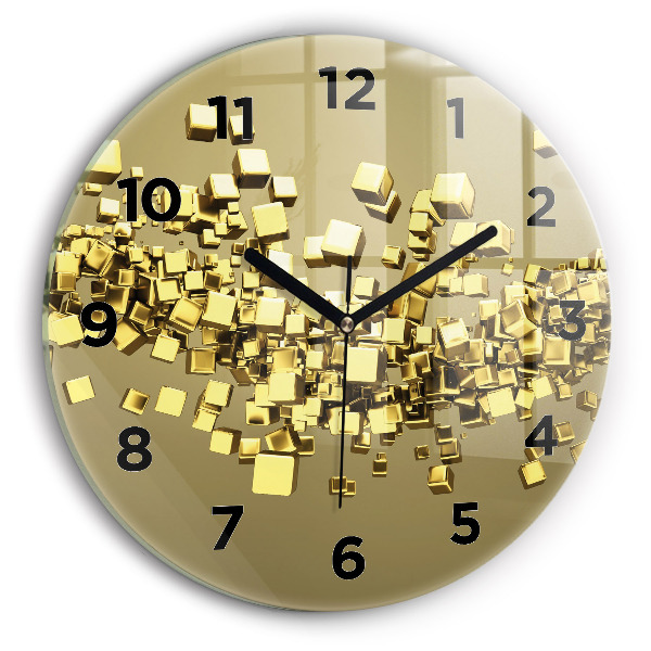Orologio rotondo in vetro Quadrati dorati