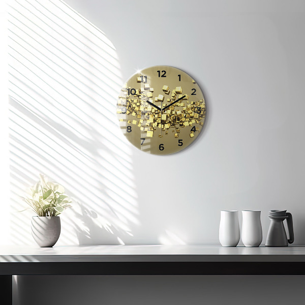 Orologio rotondo in vetro Quadrati dorati