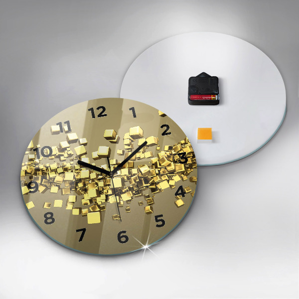 Orologio rotondo in vetro Quadrati dorati