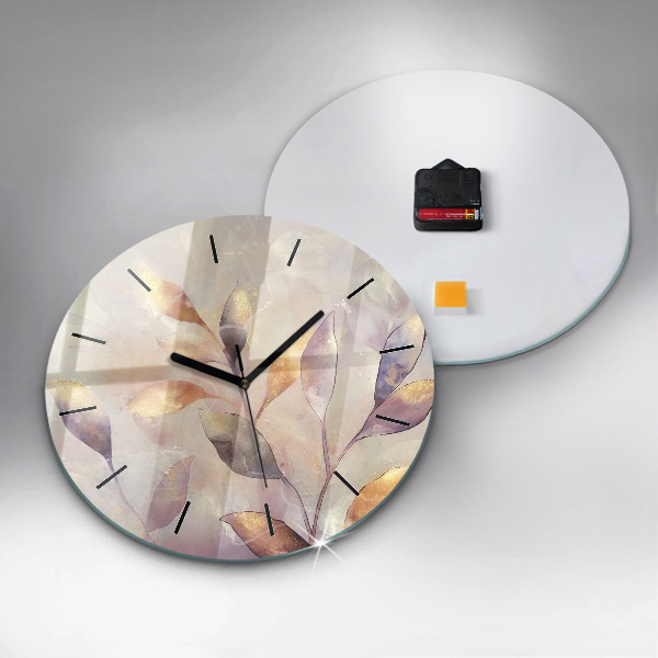 Orologio rotondo in vetro Foglie boho astratte