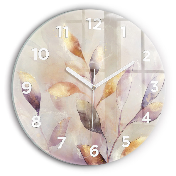 Orologio rotondo in vetro Foglie boho astratte