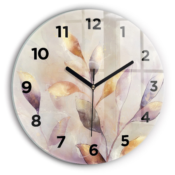 Orologio rotondo in vetro Foglie boho astratte