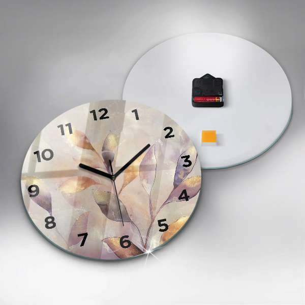 Orologio rotondo in vetro Foglie boho astratte