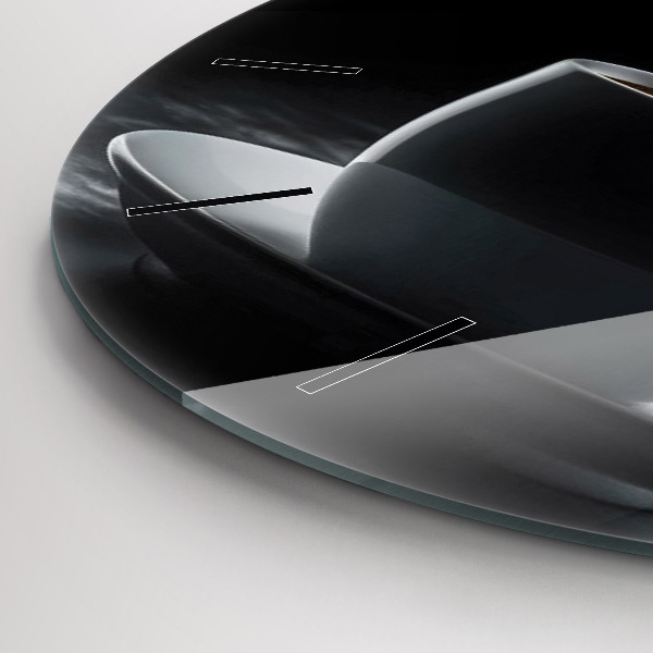 Orologio rotondo in vetro Una tazza di caffè nero