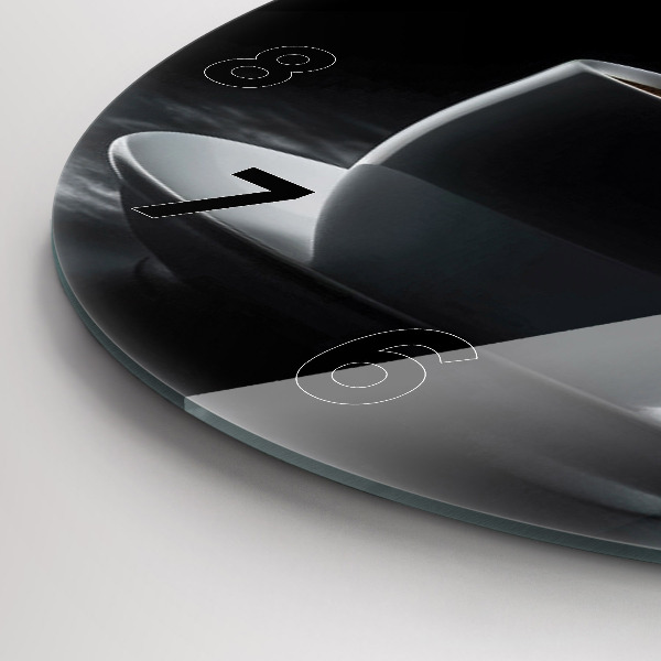 Orologio rotondo in vetro Una tazza di caffè nero