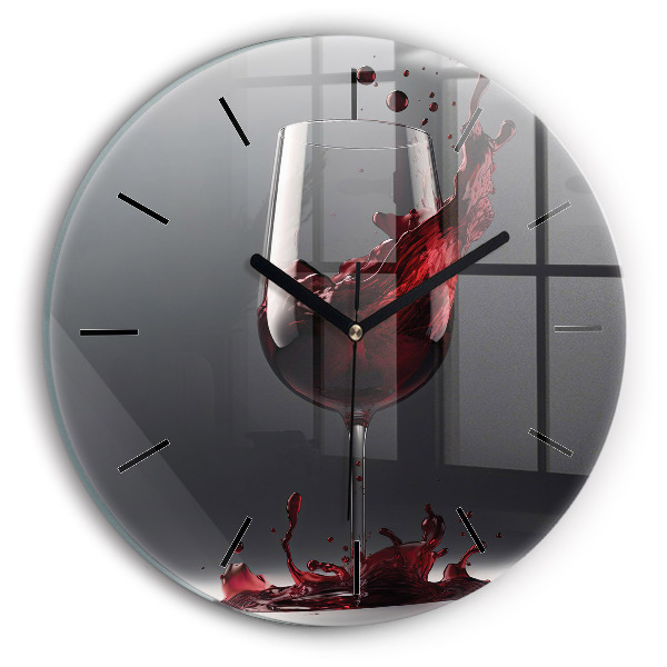 Orologio rotondo in vetro Un bicchiere di vino rosso