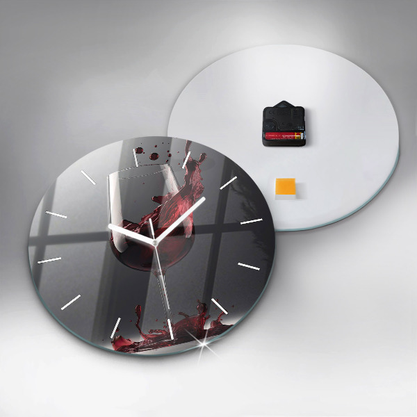 Orologio rotondo in vetro Un bicchiere di vino rosso
