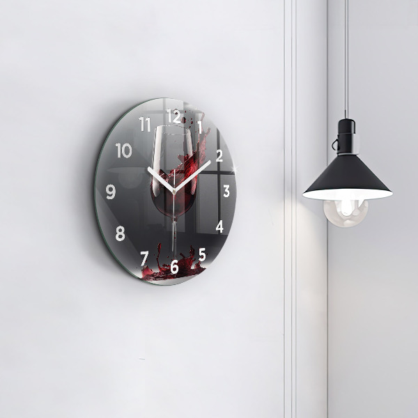 Orologio rotondo in vetro Un bicchiere di vino rosso
