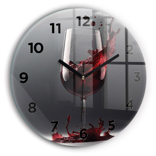 Orologio rotondo in vetro Un bicchiere di vino rosso