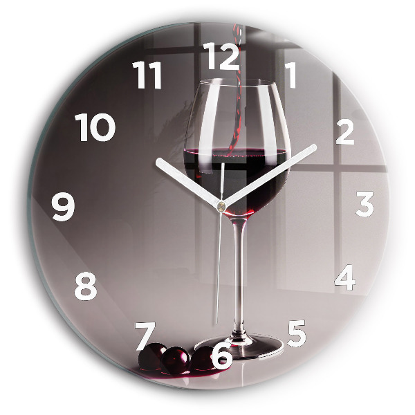 Orologio rotondo in vetro Un bicchiere di vino rosso