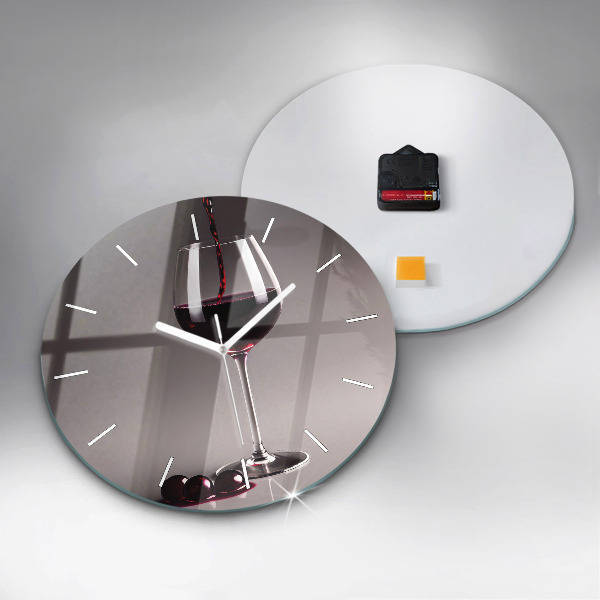 Orologio rotondo in vetro Un bicchiere di vino rosso