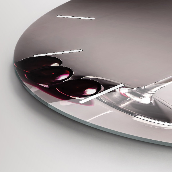 Orologio rotondo in vetro Un bicchiere di vino rosso