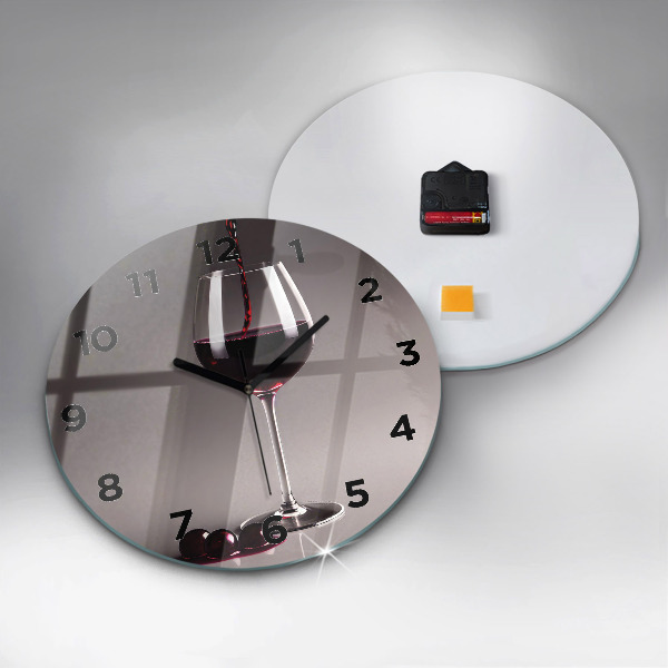 Orologio rotondo in vetro Un bicchiere di vino rosso