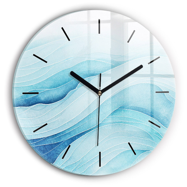 Orologio rotondo in vetro Nuvole blu