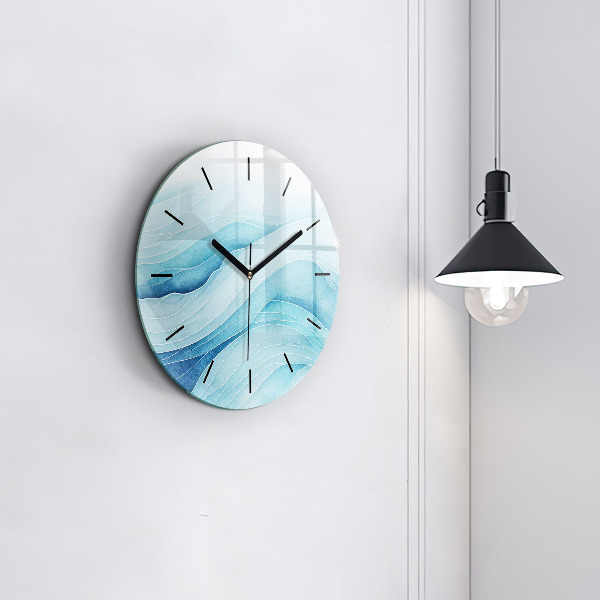 Orologio rotondo in vetro Nuvole blu