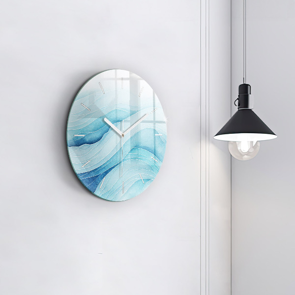 Orologio rotondo in vetro Nuvole blu