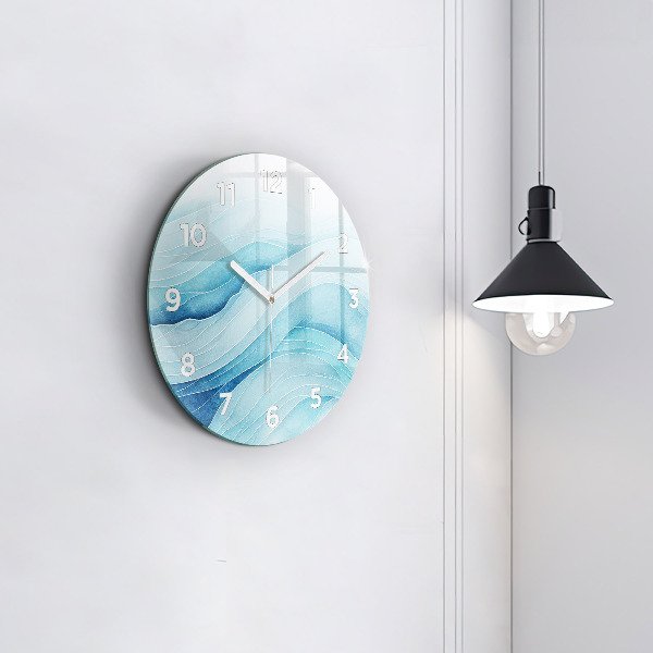 Orologio rotondo in vetro Nuvole blu
