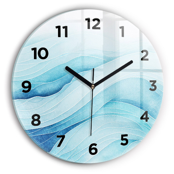 Orologio rotondo in vetro Nuvole blu