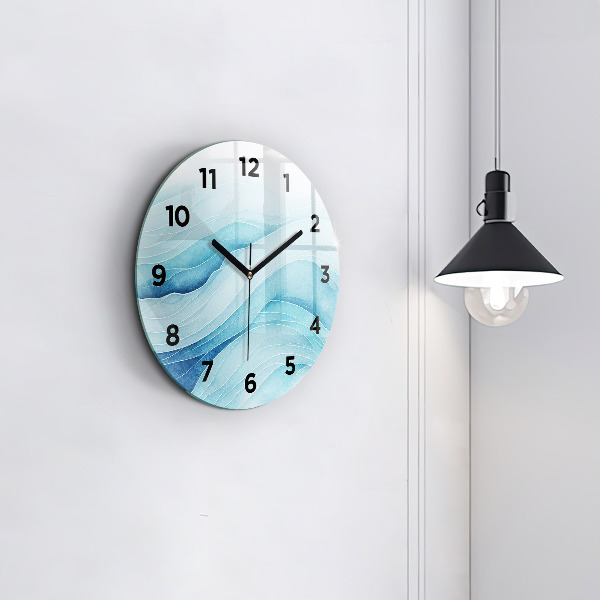Orologio rotondo in vetro Nuvole blu