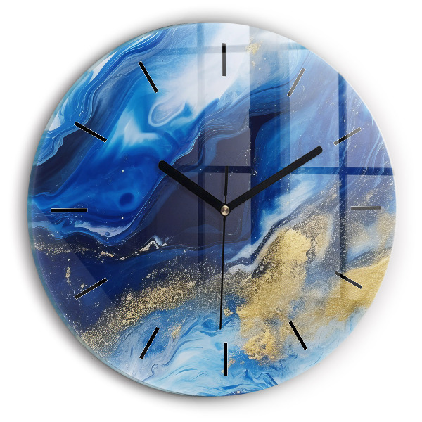 Orologio rotondo in vetro Marmo blu