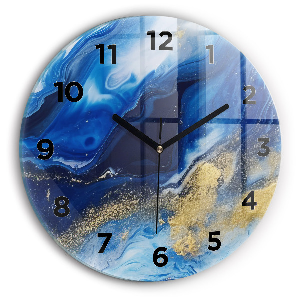 Orologio rotondo in vetro Marmo blu